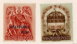 Hungary #535-6 MH cpl Hazateres 1938