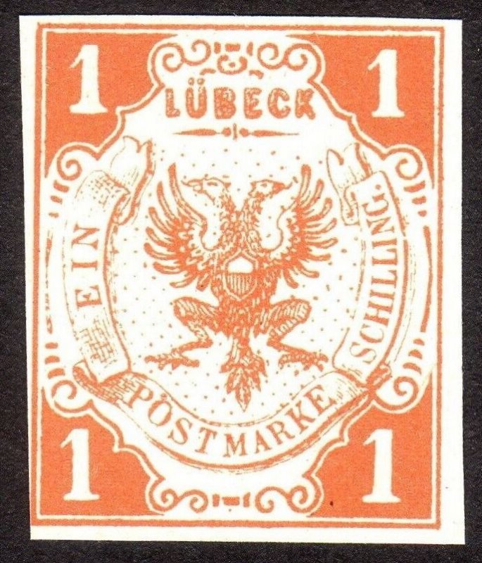 1859, Germany Lubeck, 1Sch, MNG, Sc 2, Reprint