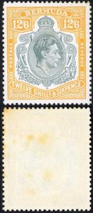 Bermuda SG120e 12/6 Grey and pale Orange Perf 13 U/M (toned) Cat 100 Pounds