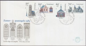 NETHERLANDS Sc # B611-4 FDC SET of 4 PLACES of WORSHIP incl SYNAGOGUE