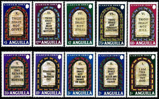 HERRICKSTAMP ANGUILLA Sc.# 526-35 Ten Commandments (Easter) Popular Set