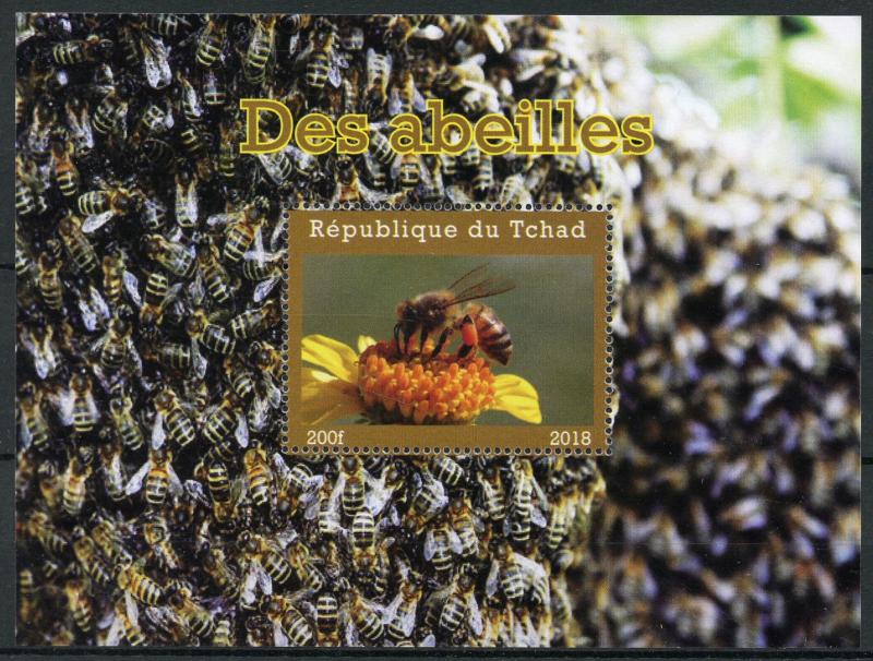 Chad 2018 MNH Bees 1v M/S Abeilles Insects Bee Stamps