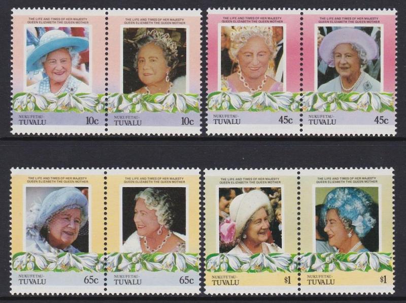 Tuvalu Nukufetau 1985-86 Queen Mother 44-47 MNH