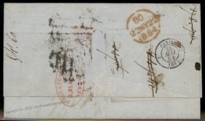 USA 1854 Havana Paris London Ship New York Forwarding Agent Cover Transatl 92160