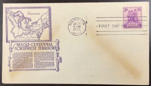 837 Anderson cachet Northwest Territory 150th Anniversary FDC 1938