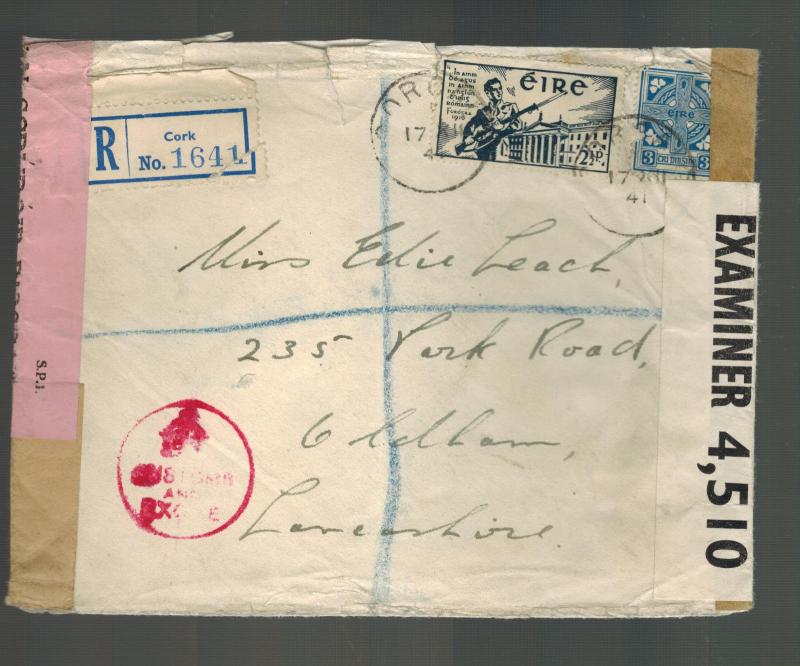 1941 Cork Ireland Dual Censored Cover to England