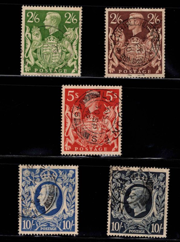 Great Britain Scott 249 - 251A Used 1939 KGVI  stamp set CV$39.50