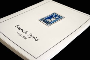 COLOR PRINTED FRENCH SYRIA 1916-1946 STAMP ALBUM PAGES (56 illustrated pages)