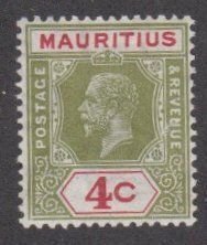 MAURITIUS  182a  SINGLE  4¢  MINT VERY LIGHT HINGE  SHERWOOD STAMP