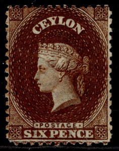 CEYLON QV SG67, 6d deep brown, M MINT. Cat £140.