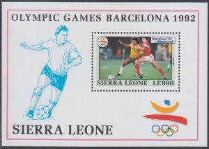 SIERRA LEONE Sc #1519 CPL MNH S/S - 1992 BARCELONA SUMMER OLYMPICS