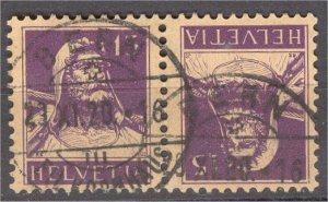 SWITZERLAND, TETE-BECHE STAMP 15 Rp VFU