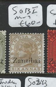 ZANZIBAR (B2107B) ON INDIA QV 6A   SG13I   MOG