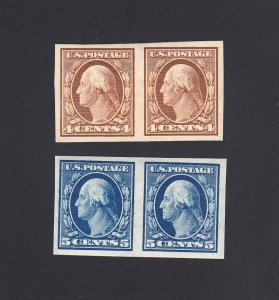 Scott #346 & 347 4c & 5c Washington IMPERF PAIRS - Mint OG Hinged