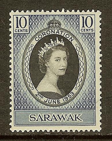 Sarawak, Scott #196, 10c Queen Elizabeth Coronation, MH