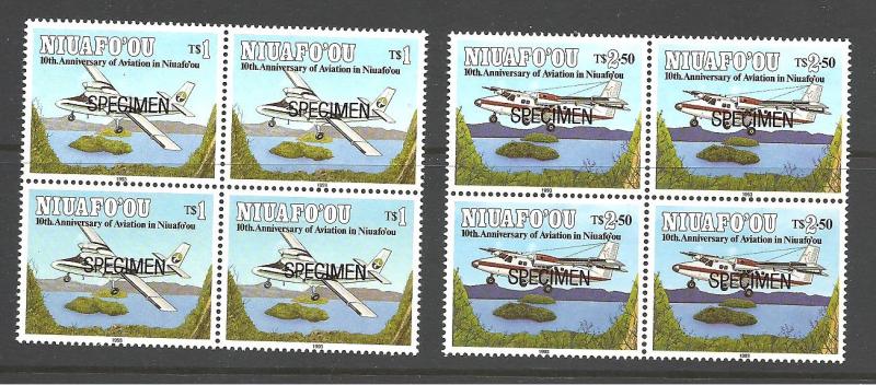 Tonga Niuafo'ou 158-9, Bkl/4 MNH, Specimen CV $44.00+