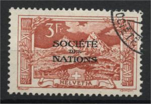 SWITZERLAND, SDN OFFICIALS 3 FRANCS 1922 VFU	