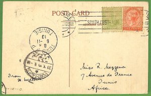 P1000 -  SOUTH AUSTRALIA  - Postal History - POSTCARD to TUNIS via TAUFIK  1910