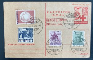 1946 Djakarta Netherlands Indies Postal Stationery PostcardCover Red Cross Issue