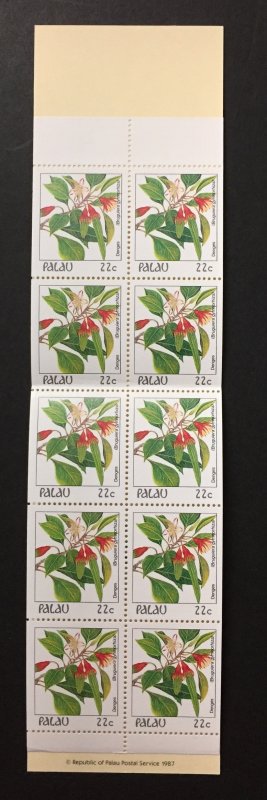 Palau 1987 #132a Booklet, Flowers, MNH.