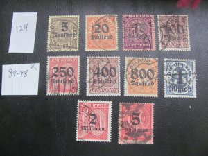 Germany 1923 USED MOSTLY SIGNED BPP MI. 89-98 SET VF  120 EUROS (124)