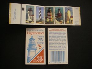 BK171, Scott 2474a, 25c Lighthouses, #2, No gap in CRL, MNH Complete Booklet