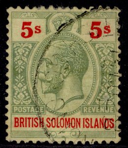 BRITISH SOLOMON ISLANDS GV SG51, 5s green & red/pale yellow, FINE USED. Cat £65.