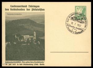 Germany 1937 Stamp Collectors Green Germany Thueringen GS Stationery Card 90810
