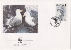 SA23h Isle of Man 1989 Birds - WWF, Kittiwakes FDC