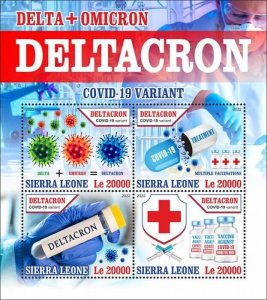 Sierra Leone 2022 MNH Medical Stamps Corona Deltacron Omicron Variant 4v M/S