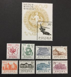 Poland 1965 #1334-42, Wholesale lot of 5, Warsaw, MNH,CV $15.50