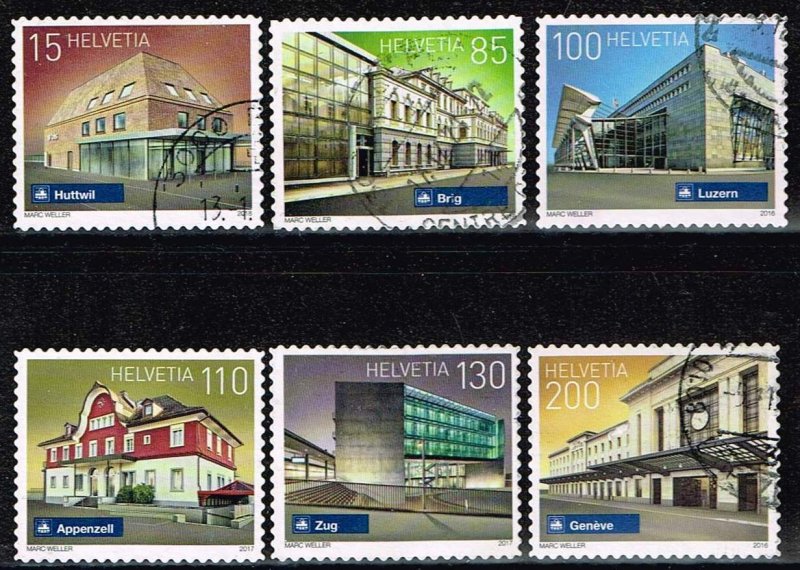 Switzerland,Sc.#1608-9, 1611, ... , 1685 used Railway Stations of Switzerland