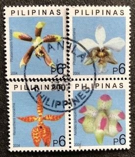 Philippines 2909 Used, Block of 4 (broken perfs on left upper stamp)