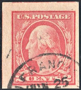 SC#482 2¢ Washington Imperforate Single (1916) Used
