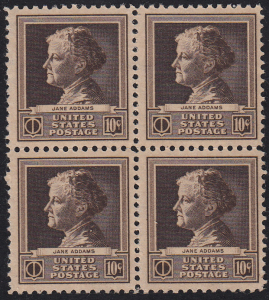 United States Block of 4, Famous Americans Jane Addams, See Description