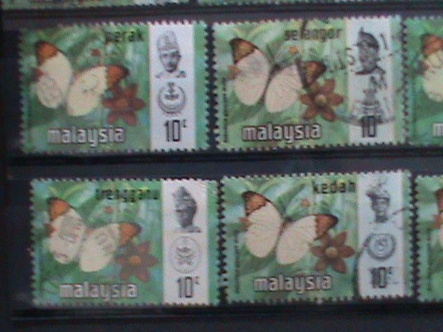 ​MALAYSIA-1971-VERY OLD LOVELY BUTTERFRIES USED 12 STAMPS-#M50-VERY FINE