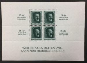 (BJ Stamps) GERMANY, B106. 1937 Souvenir Sheet of 4. FVF, OG, MNH. CV $260.00.