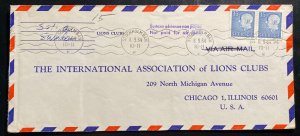 1964 Stockholm Sweden Airmail Cover To International lions Club Chicago IL USA