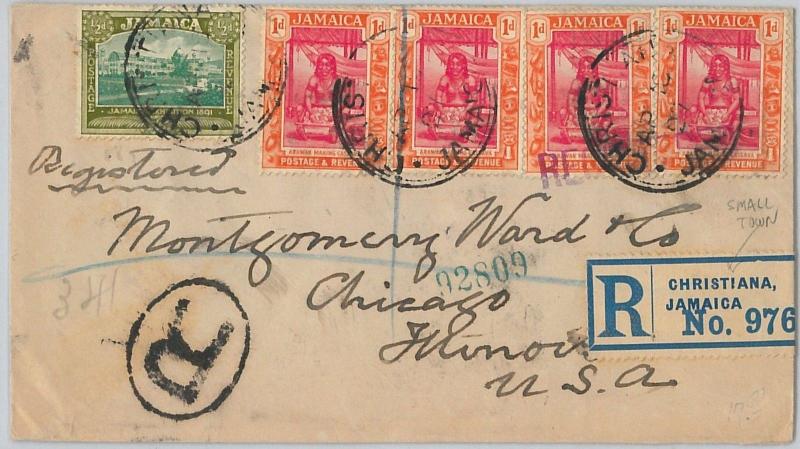 59452 -  JAMAICA -  POSTAL HISTORY: REGISTERED COVER from CHRISTIANA to USA 1927