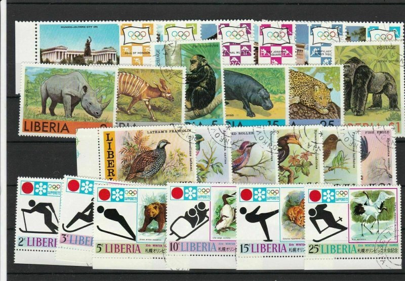 Liberia Cancelled Stamps Including Animals Birds & Olympics ref R 18566