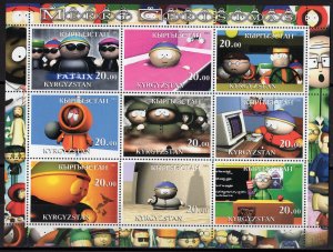 Kyrgyzstan 2001 DISNEY CHARACTERS/SOUTH PARK Sheetlet (9) Perforated MNH