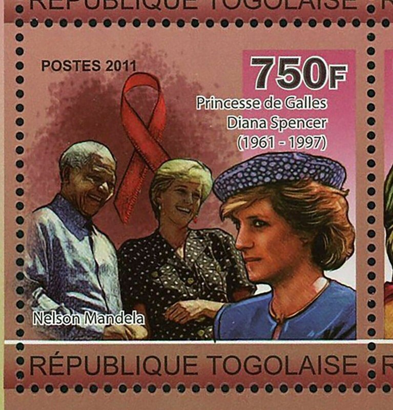 Princess Diana Stamp Nelson Mandela Red Cross Pope John Paul S/S MNH #3939-3942