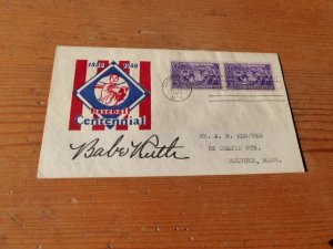 1939 Baseball USA FDC Cover with Babe Ruth preprint autograph