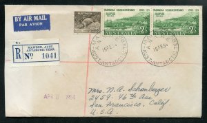 ABRO Stamps 1954 Australia Mawson Ant. Territory Registered Air Mail Cover