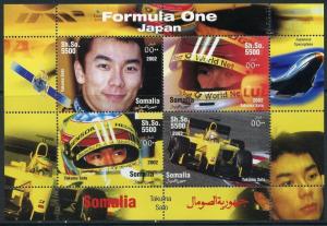 SOMALIA  2002 FORMULA ONE JAPAN TAKUMA SAIO SHEET OF FOUR MINT NEVER HINGED