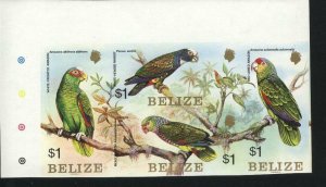 Belize Sc 739 IMPERFORATED MNH Parrots Very RARE