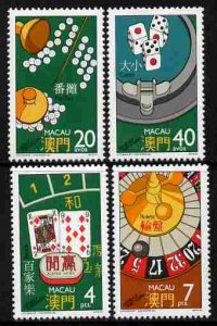 MACAU - 1987 - Casino Games - Perf 4v Set - Mint Never Hinged
