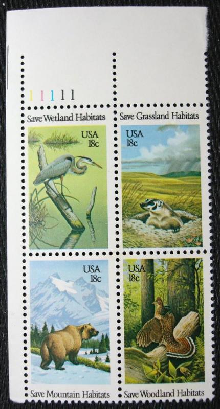 US #1921-1924 MNH Plate Block of 4, Wildlife, SCV $2.00 L10