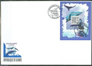 GUINEA 2013 WHALES  SOUVENIR SHEET   FIRST DAY COVER