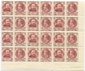 1951 Australia Centenaries of Gold 3d pair (SG245-6)  part sheet 6 x 4, u.m.